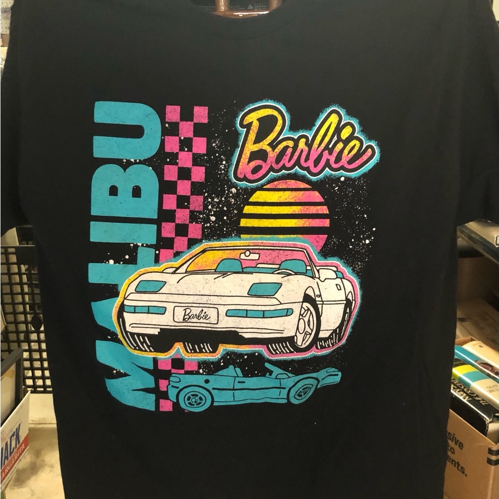 Barbie Black Tee with Colorful Malibu Graphic